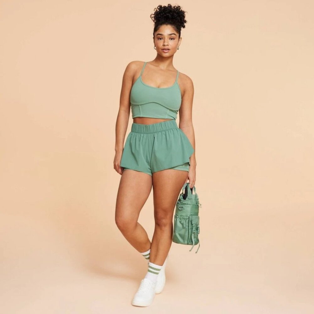 Blogilates Green Athletic Ruffle Shorts - Picture 4 of 13